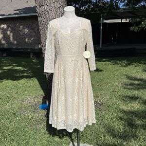 NWT Lindy Bop Audrey Cream Lace Dress 1950s Style Retro Wedding Dress Bridal Siz